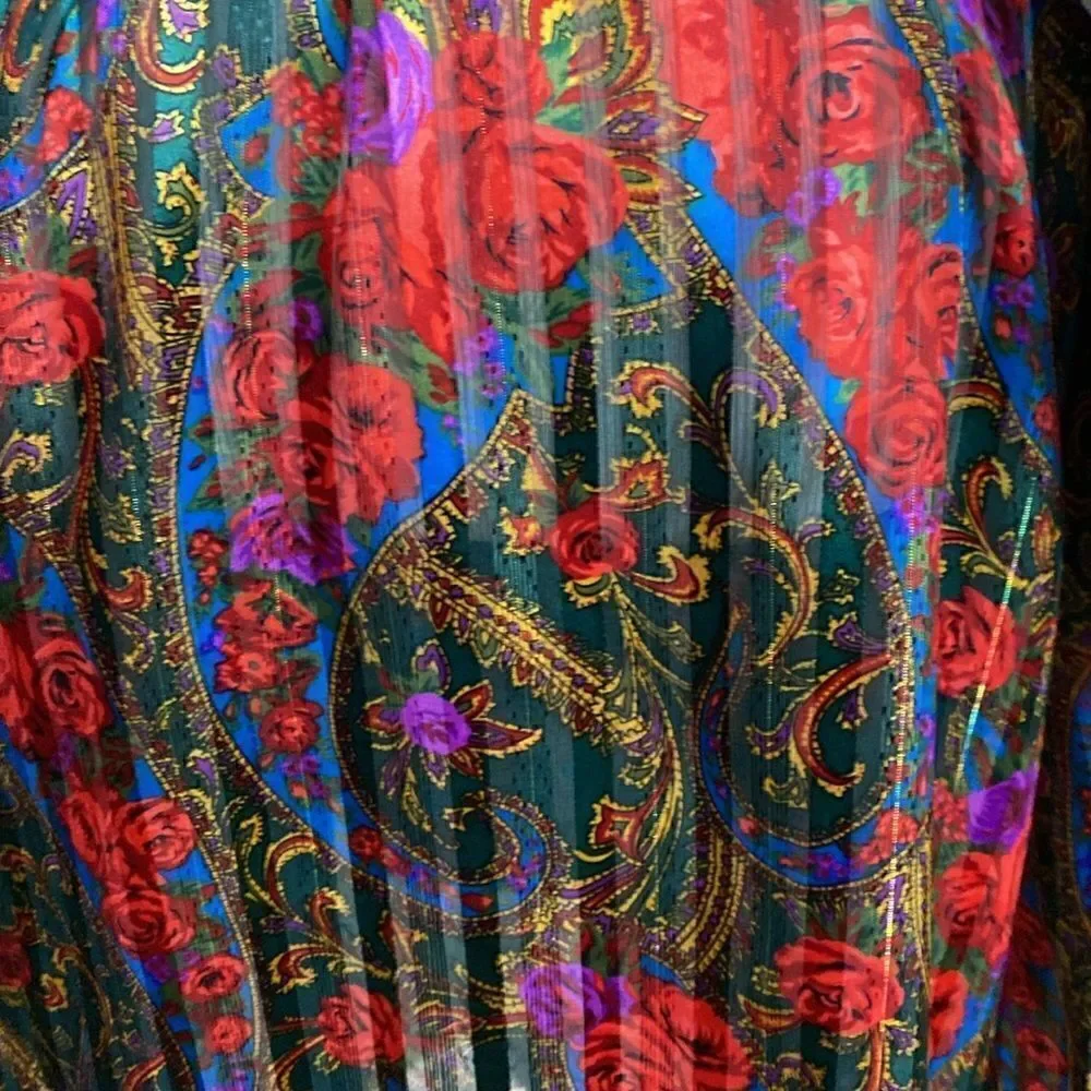 Victorias Secret Vintage Gold Label Satin Semi Sheer Robe Floral